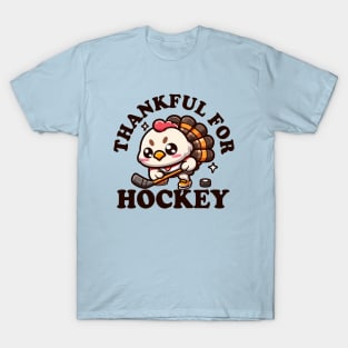 Thankful for Hockey Cute Kawaii Turkey T-Shirt